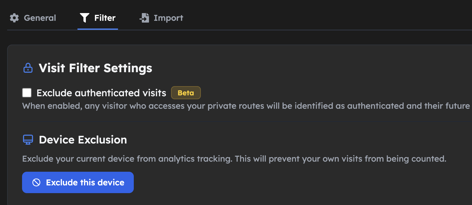 Exclude Own Visits screenshot